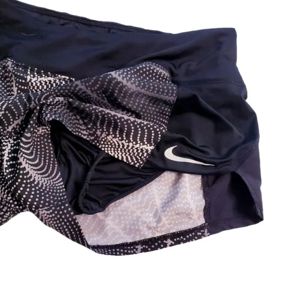 Nike Dri Fit Womens Silky Elastic Black Grey Running Shorts Size Small‎